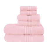 Boutiquo 100% Cotton 2 Bath, 2 Hand & 2 Face Towels 1800 Gsm | Eco-Friendly Towels For Men & Women Ultra Soft & Highly Absorbent - Pink (Set Of 6)