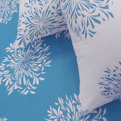 1 Single Bedsheet With 1 Pillow Cover | Durable & Long Lasting Fabric, Easy Hand & Machine Wash | Size - 55 X 88 Inches, Blue & White
