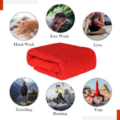 Kuber Industries Super Absorbent & Reusable Microfibre Face Towel 1300 Gsm (Plain Red) - Pack Of 12