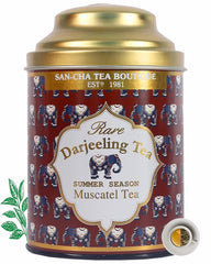 San-Cha Rare Darjeeling Muscatel Tea - 100gm, 3.5 Ounce | Summer Season Harvest Darjeeling Tea - Golden Orange Pekoe | Medium Caffeine Loose Tea Leaf