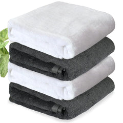 Heelium Bamboo Bath Towel | Lightweight & Quick Drying | Ultra Absorbent Towel 400 Gsm | Pack Of 4 - White, Grey