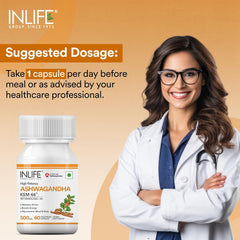 Inlife Ashwagandha Ksm-66 500 Mg, Extra Strength Natural Formulation, Supports Strength, Energy, Withania Somnifera Extract | 60 Capsules 100gm 0.2lbs
