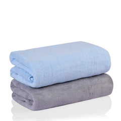 Glivary Microfiber Bath-Soft Towels 640 Gsm | With Hook Quick Dry Super Absorbent-Bath Towel For Men & Women (Grey & Sky Blue) | Pack Of 2