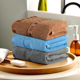 Kuber Industries Pack Of 3 Cotton Hand/Face Towels For Men & Women | Easily Washable | Workout Gym Napkins For Men | Pocket Towel | Grey-Sky Blue & Golden