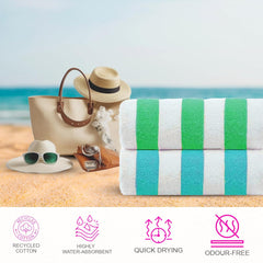Casa Copenhagen Cabana Beach Xl Bath Towels 1.5kg (Duskyteal- Green) - Pack Of 2