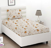 100% Cotton 1 Bedsheet For Single Bed With 1 King Size Pillow Covers Soft | 60 X 90 Inches, Beige & Brown - Soft & Smooth To The Touch