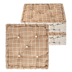 Cotton Chair Cushions Pillow For Sitting, Back Rest, Check Print - Brown | Chair Pad For Office Work & Posture Support | Lightweight & Portable, Durable & Long Lasting - Pack Of 3