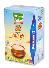 Natural Premium Desi Ghee By Purasure | Rich In Vitamin A, D, E & K Healthy Desi Ghee For Laddus | (1 Litre) 33.8 Ounce | Box Pack