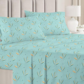 Printed Double Bedsheets With 2 Pillow Covers | 88 X 90 Inches, Sky Blue, 3 Pcs Set - Summer Breathable & Wrinkle Free | Bedsheet Long Lasting & Soft To Touch