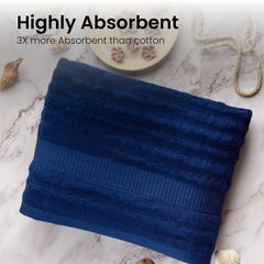 Mush Bamboo Bath Towels Large Size 600 Gsm | Bath Towel For Men & Women | Soft, Highly Absorbent, Quick Dry & Anti Microbial Bath Towels (Navy Blue)