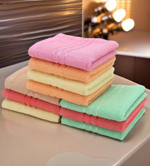 Weavers Villa Cotton Plain Soft Face/Hand Towel 1500 Gsm (Multicolour) - Set Of 10