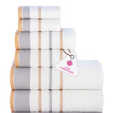 Casa Copenhagen Egyptian Design 2 Bath + 2 Hand & 2 Face Towels 1800 Gsm | He & She Super Soft Collection 100% Cotton 6 Piece Towel Set - Grey & Gold