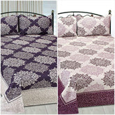 Double Bedsheet With 2 Pillow Cover - Size 90 X 100 Inches, Deep Purple | Designer Printed Bedsheet Set - Naturally Soft, Breathable, & Skin Friendly