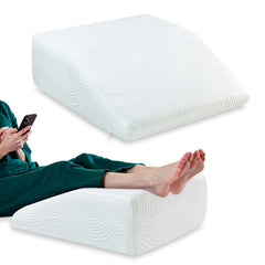 Orthopedic Medical Grade Foam Bed Wedge Pillow, Elevated Leg Pillow, White - 24 L X 21 W X 7 H Inches | For Improved Blood Circulation, Acid Reflux, Leg, Post Surgery, Washable Outer Cover