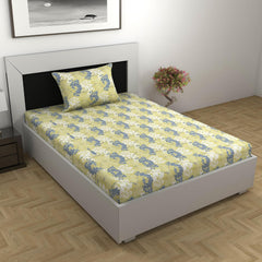 1 Single Bedsheet With 1 Pillow Cover - 57 X 87 Inches, Green | Skin Friendly Fabric For Everyday Use - Soft, Breathable & Comfortable Sleeping