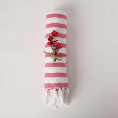 Patvy Bath Towels 240 Gsm | Light Weight Turkish Style Stripe Bath Towels For Men & Women Large Size (Rose)- Pack Of 1