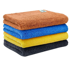 Softspun Microfiber High Loop Cleaning Cloths Towel 500 Gsm | Highly Absorbent, Lint & Streak Free, Multi-Purpose Wash Cloth For Kitchen, Window, Silverware - Pack Of 4 (Multicolor)