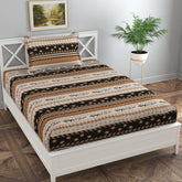 Comfortable Floral Single Bedsheet With 1 Pillow Covers - 61 X 89 Inches, Brown | Lightweight, Washable & Fade-Resistant Bedsheet Designed For Daily Use