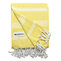 Indihaus Premium Large Cotton Bath Towels 380 Gsm | Soft, Absorbent & Comfortable Large Size Bath Towels (Sunshine Yellow)