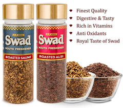 Panjon Swad Roasted Saunf & Roasted Alsi Mouth Fresheners 340gm, (170gm *2 Bottles)
