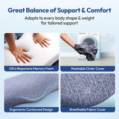 Ultimate Neck Contour Cervical Plus Pillow, Ergonomic Memory Foam Best Pillow - Large | Orthopedic For Neck, Back Pain, Shoulder Pain, For Cervical Spine Neck Pain Relief - Premium Pillow