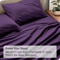 Perfect Flat Queen Size Bedsheet With 2 Matching Pillow Cover - 90 X 100 Inches, Eggplant | Natural Breathable & Wrinkle Free | 400 Thread Count