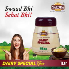 Pure Natural Dairy Special Desi Ghee By Nakoda | Good Source Of Vitamin A, Delicious Healthy & Nutritious Desi Ghee Perfect For Glowing Skin | (1 Litre) 33.8 Ounce | Jar Pack