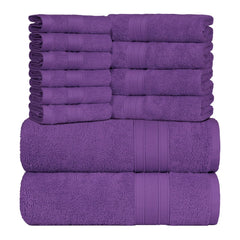 Trident Soft Comfort Air Rich Bath Towels 500 Gsm | 100% Cotton Towel, Super Soft, Highly Absorbent, 12 Pieces (Plum)