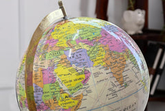 Rotating World Globe 12 Inch With Metal Arc And Wooden Stand For Home Decor, Office Decor, Birthday, Party Gifts & Anniversary (Tiranga) Pack Of 1