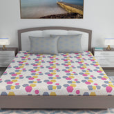 Cotton Extra Double Bedsheet For King Size With 2 Pillow Covers | 87 X 106 Inches, Multicolor - Ideal For Home, Guest House, Hotel | Soft & Breathable Fabric