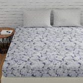 100% Pure Cotton Bedsheet For King Size With 2 Pillow Covers - 72 X 78 Inches, Grey & White | Breathable Long Lasting Light Weight Wrinkle Free Bedsheet