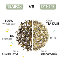 Teabox Jasmine Green Tea - 50 Pyramid Teabags | Made With 100% Whole Leaf - Natural Jasmine Flowers Sourced From Madurai | Low Caffeine, 0% Bitterness