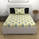 100% Cotton Single Bedsheet With 1 Matching Pillow Covers - 57 X 87 Inches, Lemon Green | All Weather Comfort & Bedroom - Softness & Natural Breathability