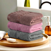 Kuber Industries Pack Of 3 Cotton Hand/Face Towels For Men & Women | Easily Washable | Workout Gym Napkins For Men | Pocket Towel (Grey-Pink & Brown)