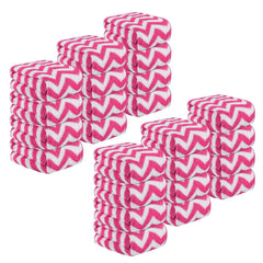 Kuber Industries Super Absorbent & Reusable Microfibre Face Towel 1800 Gsm (Zig Zag Pink) - Pack Of 24