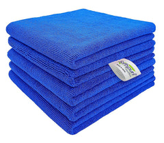Softspun Microfiber Cleaning Cloths Towel 300 Gsm | Thick Lint & Streak-Free Multipurpose Cloths Automotive Microfibre Towels For Car, Bike Cleaning Polishing Washing Pack Of 5 (Blue)