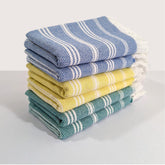 Indihaus Premium Cotton Hand Towel 310 Gsm | Soft, Absorbent, Multi-Purpose Towel Set | Blue, Yellow & Teal (Set Of 6)