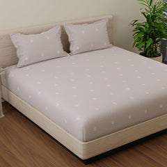 King Size For Bedsheet With 2 Pillow Covers (108 X 108 Inches) Oat Brown & White | Ideal For Hotel, House, Guest House | Soft & Comfortable Sleep