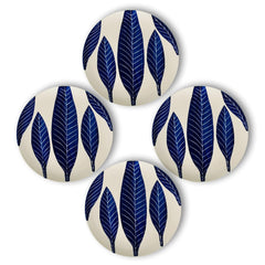 Patram Ceramic Dinner Plates Set Of 4, White & Blue - 10 Inches, 4 Pieces | Hand Painted Full Ceramic Plates For Dinner - Microwave Safe & Dishwasher Safe