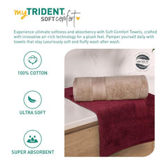 Mytrident Soft Comfort Air Rich 100% Cotton Bath Towel 1000 Gsm | Highly Absorbent Towels For Men & Women Bath Towel (Acorn & Wine Red) - 2 Pcs