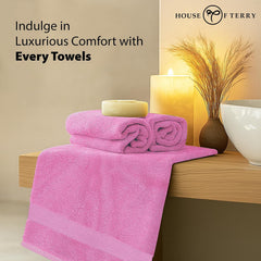 House Of Terry 100% Cotton Bath Towel 1000 Gsm | Quick Dry, Soft & Absorbent, Fade-Resistant, Skin-Friendly Large Size Towel (Baby Pink & Blue) - Pack Of 2