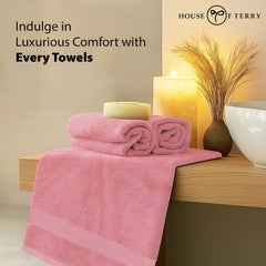 House Of Terry 100% Cotton Bath Towel 1000 Gsm | Quick Dry, Soft & Absorbent, Fade-Resistant, Skin-Friendly Large Size Towel (Baby Pink & Spring Green) - Pack Of 2