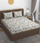 Queen Size Double Bedsheets With 2 Pillow Cover - Size 60 X 78 X 10 Inches, Cream | All Around Elastic Fitted - Lightweight, Soft & Comfortable