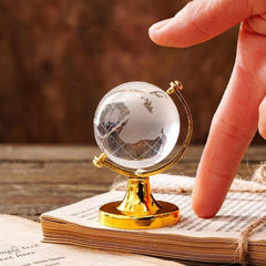Crystal Globe With Golden Stand For Positive Energy, Vastu Remedy For Prosperity, Office, Home, Study Table Ornament, For Kids, Students & Adults Learning - 60mm Medium, Pack Of 1