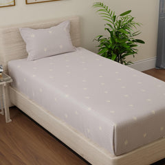 Single Bedsheet With 1 Pillow Cover - 55 X 88 Inches, Oat Brown & White | Soft & Comfortable Sleep Experience | Machine Wash In Cold Water