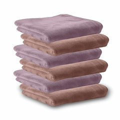 Housse Microfiber Hand Towel 1200 Gsm | Premium Quality Towels Ultra Absorbent & Anti-Bacterial For Gym (Dapple Grey & Luxurious Mocha) - Pack Of 6