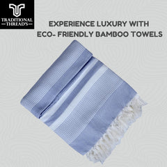 Traditional Thread'S 100% Bamboo Large Size Bath Towels 350 Gsm | Ultra Soft, Absorbent, Light Weight & Quick Dry Towel, Travel, Gym, Beach (Gray Stripes)