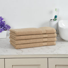 Fresh From Loom Luxury Fur Collection Hand Towel 500 Gsm Napkins Cotton High Absorbency Double Stitched Size (Beige) - Set Of 4