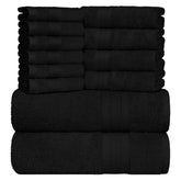 Trident Soft Comfort Air Rich Bath Towels 500 Gsm | 100% Cotton Towel, Super Soft, Highly Absorbent, 12 Pieces (Black)