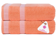 Casa Copenhagen Egyptian Cotton Exotic Hand Towel 400 Gsm (S Malibu Peach)- 2 Pcs